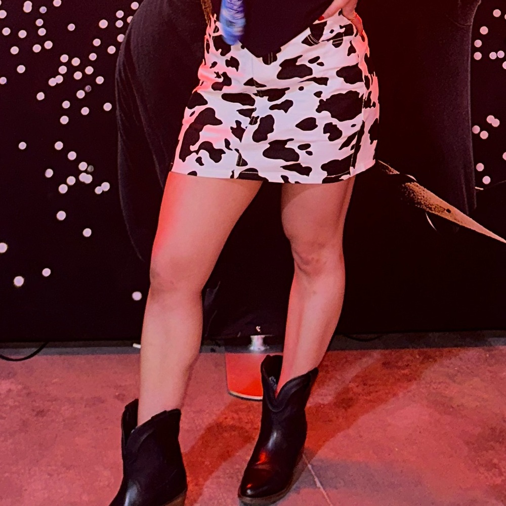 Allegra K High Waisted Mini Cow Skirt